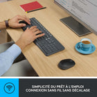 Logitech - Ensemble clavier et souris sans fil MK235,gris, français (920-007899)-100 touches à profil bas avec 12 touches de raccourci intégrées
