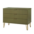 Manhattan Comfort - Dumbo table de chevet moderne, commode et commode haute 5 tiroirs - vert olive - ensemble de 3-Assemblage « Snap It » Comprend des rainures internes de haute qualité pour un assemblage simple, sans outils requis
