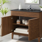 Modway - Render 36" Vanette de salle de bain - Noir noyer-Coiffeuse à grains de noyer