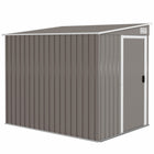 Outsunny - abri de rangement extérieur adossé 5 x 7 pi avec kit de fondation - gris clair-Fonctionne comme abri à vélos en métal, abri à outils, abri pour générateur ou espace de rangement pour tondeuse à gazon  
