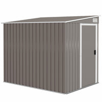 Outsunny - abri de rangement extérieur adossé 5 x 7 pi avec kit de fondation - gris clair-Fonctionne comme abri à vélos en métal, abri à outils, abri pour générateur ou espace de rangement pour tondeuse à gazon  
