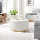 Modway - Tilden Grand Velours rond de performance de 29" Rembourré Ottoman - Albâtre naturel-Rembourrage en mousse dense