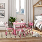 Qaba - Ensemble table et chaises à hauteur réglable pour tout-petits (5 pièces) - Rose-La hauteur de la chaise s'ajuste avec des vis, offrant trois positions différentes  