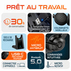Delton - Casque/écouteurs Bluetooth 35X pour ordinateur avec dongle USB à appairage automatique et station de recharge rapide, noir-Portez-le à votre façon grâce à un microphone omnidirectionnel flexible qui fonctionne aussi bien du côté gauche que du côté droit, pour un confort et un contrôle personnalisés.