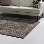 Modway - Gamela Médaillon floral rustique vintage orné Tapis de comédie 8 pi l x 10 pi L - Brun clair et foncé antique-Dessous en caoutchouc de prise