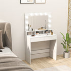 HOMCOM - Coiffeuse avec miroir éclairé et station de charge - 31,5 po L x 15,7 po l x 53,1 po H - blanc-Trois modes d'éclairage répondent à différents besoins d'application du maquillage 