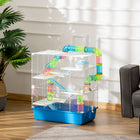 PawHut - Cage pour hamster 23 po L 5 niveaux avec système de tubes tunnels - Bleu-Comprend une cabane sur le perchoir, une bouteille d'eau, une gamelle, des rampes et une roue d'exercice