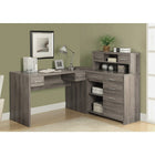 Monarch Specialties - 7318 Bureau - Taupe Fonce De Coin Cote Droit Ou Gauche-La configuration réversible permet d'installer le meuble de rangement à gauche ou à droite avec l'huche pour créer un espace de travail fonctionnel dans un style tendance.