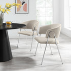 Modway - Nella Rembourré Performance Velvet Chaise à manger Ensemble de 2 - Argent d’amande-Bouton rond décoratif