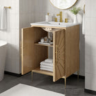 Modway - Awaken 24" Vanette de salle de bain - Chêne Blanc-Base dorée