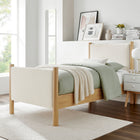 Modway - Maven Taille jumelle Tissu tapis Lit de plateforme, Chêne d’ivoire-Tissu en tissage à bruyère
