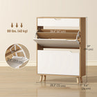 HOMCOM - Armoire à chaussures étroite avec 2 tiroirs basculants - blanc-Profondeur fine de 9,4 po (24 cm) pour économiser de l'espace dans les couloirs étroits ou les petits appartements 