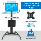 Mount-It - Poste de travail PC mobile-2 points de réglage en hauteur . le plateau du clavier et le support de l'écran se règlent indépendamment vers le haut et vers le bas