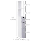HOMCOM - Armoire de salle de bain étroite avec tiroir et étagères ouvertes - blanc, gris-Idéal pour ranger les serviettes, les articles de toilette et autres nécessités de salle de bain   