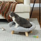 PawHut - Canapé pour chat, sofa surélevé pour chien avec housse lavable - gris-Canapé pour chien avec dossier confortable 