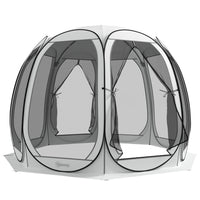 Outsunny - Tente moustiquaire 11 pi L x 11,5 pi l avec moustiquaires, sac de transport portable et 2 portes, blanc crème-Le design pop-up facilite une installation rapide, pouvant accueillir confortablement 6 à 7 personnes