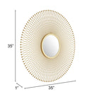 Zuo - Miroir rond Glow - Or-Garantie limitée de 3 ans