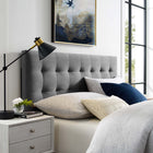 Modway - Lily Biscuit Touffé Performance Velvet Tête de lit complète, Gris-Tissu résistant aux taches durable