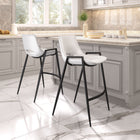 Zuo - Desi Tabouret de comptoir - Blanc - Ensemble de 2-Dimensions: 20,7 po L x 20,3 po L x 35,6 po H