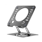 Uncaged Ergonomics - Ensemble de support de bureau réglable et pivotant pour ordinateur portable RISE - Argent - paquet de 4-La base pivote à 360 degrés dans le sens des aiguilles d'une montre et dans le sens inverse.