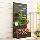 Outsunny - jardinière surélevée avec treillis pour plantes grimpantes - noir-Structure en aluminium avec revêtement en poudre, prête pour l’extérieur
