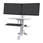 Ergotron - Poste de travail assis/debout deux écrans WorkFit-S, surface de travail, grand plateau, blanc brillant (33-349-211)-D’un seul et simple mouvement, vous serez capable de faire monter ou descendre votre clavier et votre écran