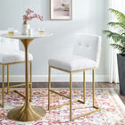 Modway - Privy Acier inoxydable doré Tissu rembourré Tabouret de bar - Or Blanc-Tissu polyester doux pour tissu
