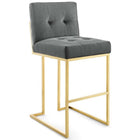 Modway - Privy Acier inoxydable doré Performance Velvet Tabouret de bar - Charbon de bois doré - Ensemble de 2-Base géométrique en acier inoxydable doré
