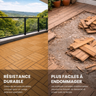 MotionGrey - Dalles de terrasse extérieures  à 4 lattes, emboîtables et imperméables, pour patio, balcon et jardin - Beige - ensemble de 20 pièces-6