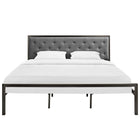 Modway - Mia Tissu Lit King, Brun Gris-Capacité de poids : 1200 livres