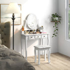HOMCOM - Coiffeuse avec tabouret - 31,5 po L x 15,7 po l x 55,1 po H - blanc-Conçu pour ajouter du charme et du style à la chambre 