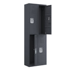 Ceha - Série RH, batterie de 2, casier 2 niveaux avec aérations à persiennes - poignée encastrée, gris graphite-Rangement sécurisé avec ventilation avant à fentes améliorée