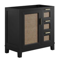 Modway - Dixie 36" Solide Armoire de toilette de salle de bain (lavabo non inclus) - Noir-Bois d’acajou massif
