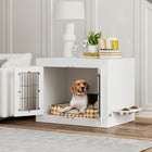 PawHut - Meuble cage pour chien avec bols pour chien amovibles rotatifs à 360° - blanc-Sert de table d’appoint ou de bout de canapé, s’intégrant parfaitement 