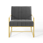 Modway - Inspire Chenal Touffé Performance Velvet Fauteuil - Charbon de bois-Capacité de poids de la chaise : 441 lb