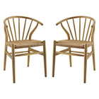Modway - Flourish Fuseau Fauteuil d’appoint de salle à manger Ensemble de 2 - Naturel-Ensemble de chaises à manger Modern Farmhouse de 2