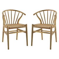 Modway - Flourish Fuseau Fauteuil d’appoint de salle à manger Ensemble de 2 - Naturel-Ensemble de chaises à manger Modern Farmhouse de 2