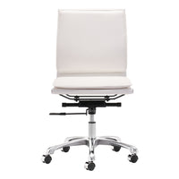 Zuo - Lider Plus Armless Chaise de bureau - Blanc-Moelleux et durable pour un confort quotidien exceptionnel
