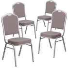 Chaise de banquet empilable, tissu à pois gris, dossier couronne, siège épais et cadre argenté, ensemble de 4 [4-FD-C01-S-6-GG]-Ensemble de 4 chaises de banquet polyvalentes