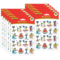 Edupress - Autocollants Pete le chat , 1 po, 96 par paquet, 12 paquets-Grande récompense, incitation ou motivation