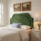 Modway - Magnolia Taille Velvet Performance Résistant aux Taches Tête de lit Queen size - Vert mousse-Tuyauterie de contraste