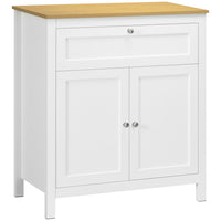HOMCOM - Armoire de rangement 31,5 po L - blanc-Une armoire à 2 niveaux et un tiroir gardent vos objets organisés 