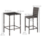Outsunny - Ensemble de bar de patio 3 pièces pour patios, arrière-cours, balcons, jardins, au bord de la piscine-Rotin PE imperméable et résistant aux UV  
