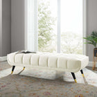 Modway - Adept 60" Performance Velvet Banc - Ivoire-Rembourrage en mousse dense pour le confort