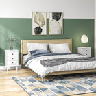 HOMCOM - Tables de nuit avec poignées rondes pour chambre à coucher - blanc - lot de 2-Trois tiroirs et un plateau supérieur plat offrent beaucoup d’espace de rangement. Glissières métalliques pour une ouverture/fermeture fluide 