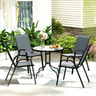 Outsunny - ensemble de salle à manger de patio 5 pièces - mobilier de jardin 4 places - gris foncé-La structure en métal avec revêtement en poudre résiste à la rouille pour une utilisation durable en extérieur