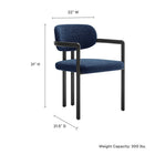 Modway - Elio Tonneau Tissu et métal Chaise à manger - Marine noire-Siège et dossier rembourrés