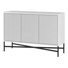 Hudson&Canal - Buffet Brighton 48" de largeur - Blanc-Le dessus a une capacité de poids de 75 lb, la zone de stockage intérieure peut contenir 35 lb sur chaque étagère