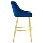 Modway - Discern Performance Velvet Tabouret de bar - Marine-Pieds en acier inoxydable en or brossé