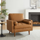 Modway - Valour Touffe Cuir végane Fauteuil d’accent - Tan-Soutien de ressort sinueux